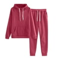 thumbnail image 2 of AOOCHASLIY 2023 Winter Women's Jogging Suits Casual Solid Hooded Drawstring Loose Set Suits, 2 of 3