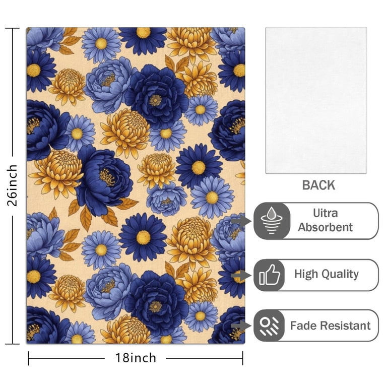 Fiower Pattern Pioneer Flower Floral Print Pattern Kitchen Towels, Superfine Fiber Tea ...