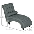 thumbnail image 3 of HOMCOM Button Tufted Chaise Lounge Indoor w/ Pillow for Living Room Grey, 3 of 10