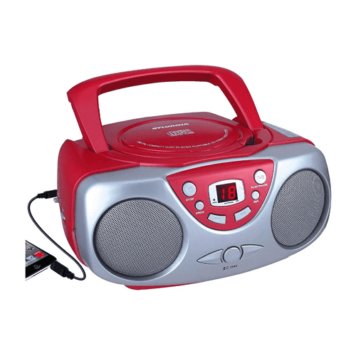 Sylvania SRCD243MRED Portable Cd Player with Am/FM Radio Boombox Red Manufacturer Refurbished