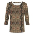thumbnail image 6 of JTZGDY Plus Size Womens 3/4 Sleeve Tops Boho Floral Printed Round Neck Western T-Shirts Loose Lightweight Oversized Comfy Dressy Pullover Blouse Multicolor#01 XXL, 6 of 6