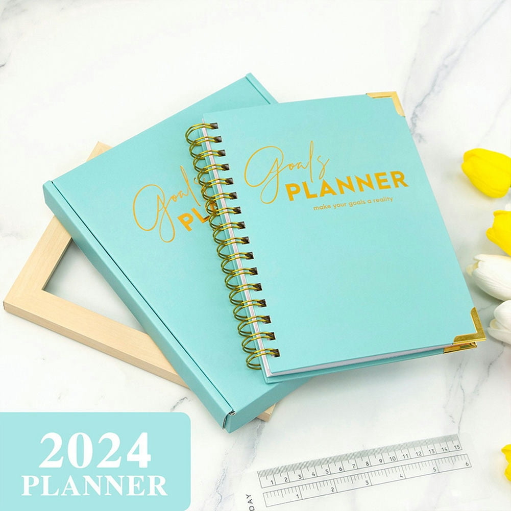 CSCHome Durable Planner 2023-2024, Coil A5 Notebook, 2023-2024 Weekly & Monthly Planner with Metal Corner Protectors, Flat 180° Spreadable for Daily Use