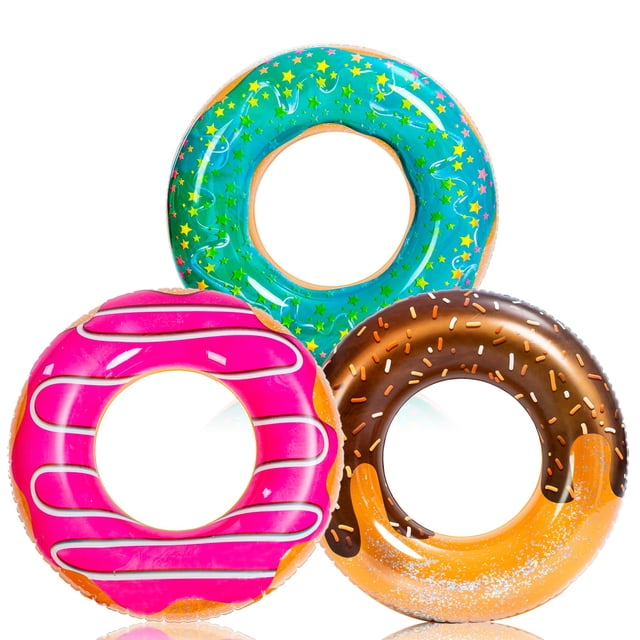 Joyfy Ensemble de 3 Tubes Beigne pour Piscine avec Paillettes, 32,5”, Tube de Nage Gonflable Jouets de Radeau pour Décorations de Fête à la Piscine