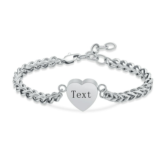 Heart Urn Pendant Stainless Steel Chain Link Cuban Cremation Jewelry for Ashes Holder Funeral Memorial Urn Bracelet for Ashes