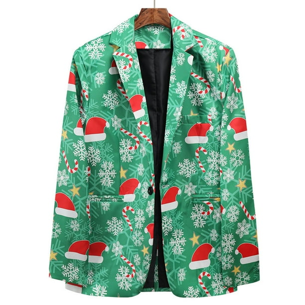 XZNGL Mens Suit Slim Fit Mens Suit Christmas Printed Slim Fit