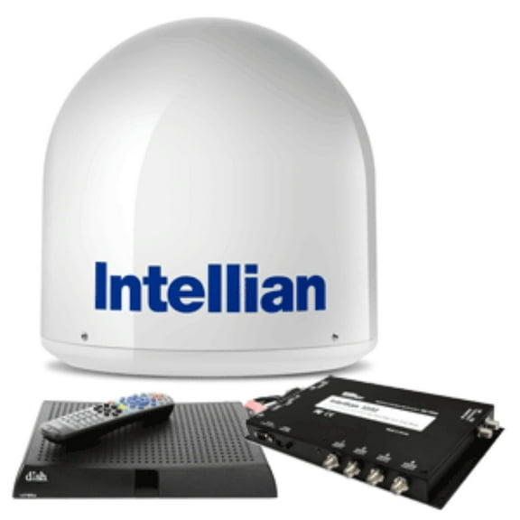 30" White, Black, and Blue Intellian i2 US System with Dish and Bell MIM Switch plus 15M RG6 Cable