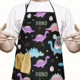 thumbnail image 2 of Black Cartoon Dinosaurs Eggs Stars Pattern Apron-Garden Aprons for Women with Pockets-Cotton Linen Waterproof Kitchen Cooking Gardening Aprons Adjustable for Kitchen,Cooking,BBQ and Salon 33x27 Inch, 2 of 7