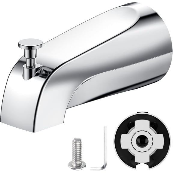 Universal Bathtub Tub Spout with Diverter, Fits 1/2" Slip-Fit Copper Pipe Connection, Pull Down Bathtub Faucet Spout Replacement, Easy Installation (Chrome)