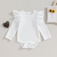 thumbnail image 2 of Okbabeha Baby Girl Clothes Outfits Basic Ruffle Long Sleeve Ribbed Knit Onesie Romper Bodysuit Tops Newborn Fall Winter Clothes, 2 of 7