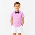 thumbnail image 3 of LittleSpring Toddler Boys Dress Shirts with Bow Tie for Kids School Uniform Short Sleeve Button Down Shirt Pink Plaid 4T, 3 of 6