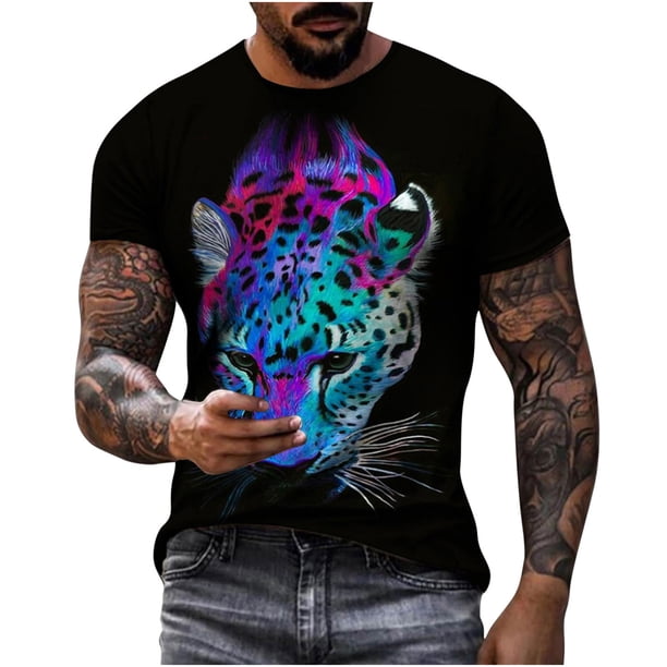 Camiseta de diario unisex para hombre, estampado gráfico en 3D, estampado de caballos, manga corta, blusa informal Pompotops oipoqjl4731