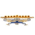 thumbnail image 2 of Matashi Home Decorative Tabletop Showpiece Hand Painted Blue and Ivory Harp Menorah Candelabra, Embellished with Gold Accents and High Quality Crystals, 2 of 8