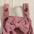 thumbnail image 6 of HCNTES Toddler Baby Girl Outfits Long Sleeve Bow Ribbed Romper Suspender Skirts 3Pcs Outfits Birthday Girl Outfit, 6 of 7