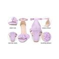 thumbnail image 3 of BLISSFUL STEP Flowers Satin Block Heels Ankle Strap Open Toe Heel Sandals for Women Purple 7.5, 3 of 6