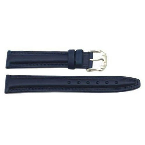 12mm Genuine Leather Smooth Padded Dark Blue Watch Band