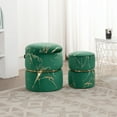 thumbnail image 6 of Round Velvet Storage Ottoman Upholstered Vanity Stool Chair Foot Rest Atrovirens,Pack of 2, 6 of 7