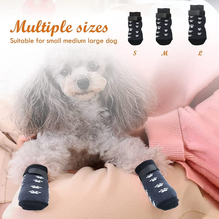 4pcs/set Anti Slip Christmas Dog Socks Dog Grip Socks with Straps Traction  Control for Indoor on Hardwood Floor Wear Pet Paw Protector for All Dogs