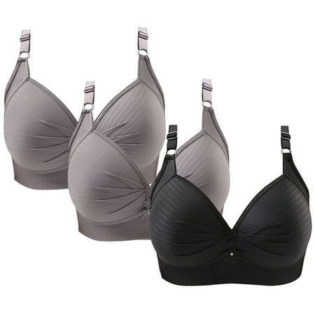 Crunowin Women s Plus Size Bra 3 Pack  Push Up Full Coverage Fashion Solid Color Wire Free Comfort Everyday Underwear Dark Gray M