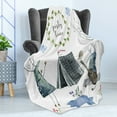 thumbnail image 4 of Camping Soft Flannel Fleece Blanket, Reindeer Playing Guitar by the Tent Party Time Birds Singing Butterfly Watercolour, Cozy Plush for Indoor and Outdoor Use, 50" x 60", Multicolor, by Ambesonne, 4 of 5