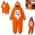 thumbnail image 6 of Halloween Onesie, Pumpkin Jack O Hooded Costumes Adult Plush Halloween Pajama|Polar Fleece Jack-O Casual Costume Y2k Trendy Funny Streetwear Fall Winter Warmth Jumpsuit Vacation Loungewear, XL, 6 of 7