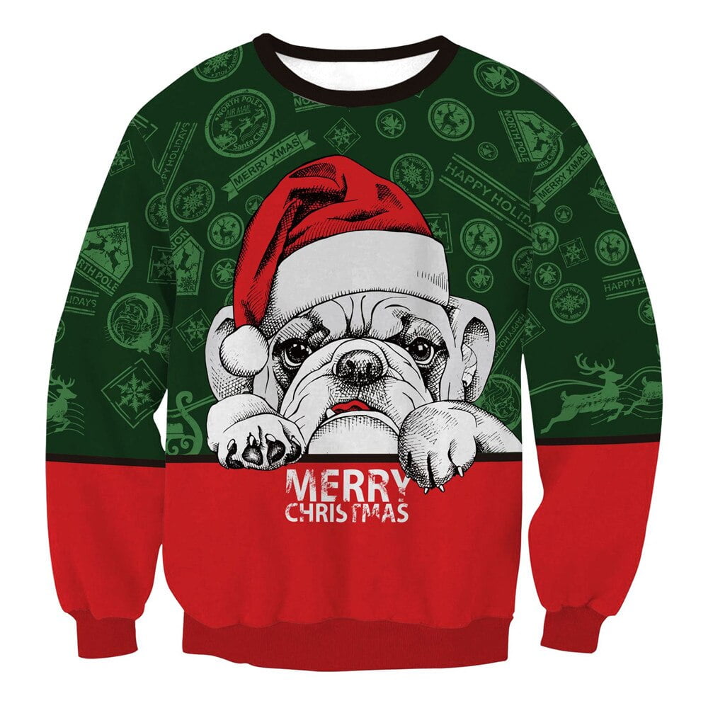 Hommes Femmes Laid Noel Pull Vacances Partie Pull Tops Unisexe Graphique Sweat Shirt 3D Drole Imprimer Automne Hiver Vetements de Noel Walmart