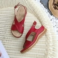 thumbnail image 4 of Vedolay Sandals for Women Casual Sandals for Women Summer Open Toe Solid Color Cute Retro Wedge Platform Sandals,Red 8.5, 4 of 5