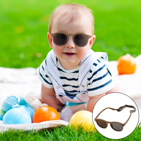 Kids Polarized Sunglasses Flexible Silicone Frame with Adjustable Strap for 0-3 Years Toddlers Outdoor UV Protection Brown