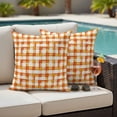 thumbnail image 4 of Orange Plaid Fall Outdoor Waterproof Pillow Covers, Thanksgiving Checkered Modern Buffalo Decorative Square Throw Pillowcase Sofa Cushion Sham for Patio/Couch/Chair, 24"x24" 2 Pack, 4 of 8