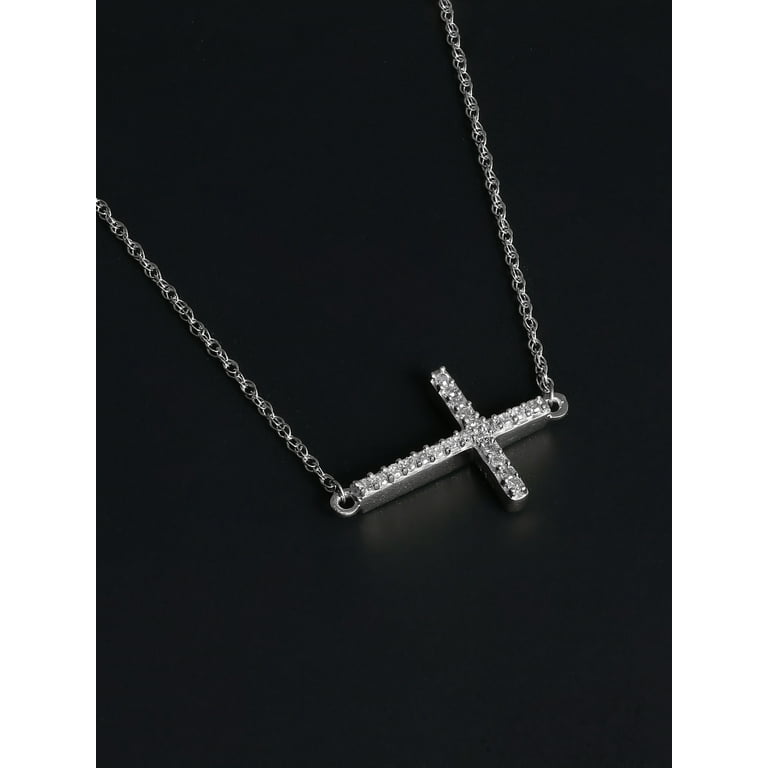 Horizontal diamond hotsell cross necklace