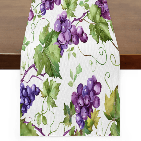 Qzaxky Table Runner Boho Table Runner Purple Grape Art Bohemian Boho Outdoor Table Runner Decoration for Indoor Outdoor Home Dinner Party Wedding Decor 13 x 36 Inch