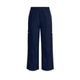 thumbnail image 6 of Womens Cargo Pants High Waisted Straight Leg Casual Summer Trousers Elastic Waist with Zipper Pockets for Work Daily Wear Travel,Blue,L, 6 of 7