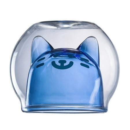

Clearance!Double Wall Glass Mug Animal Cat Tea Milk Couple CupDouble Wall Insulated Glass Espresso Cup