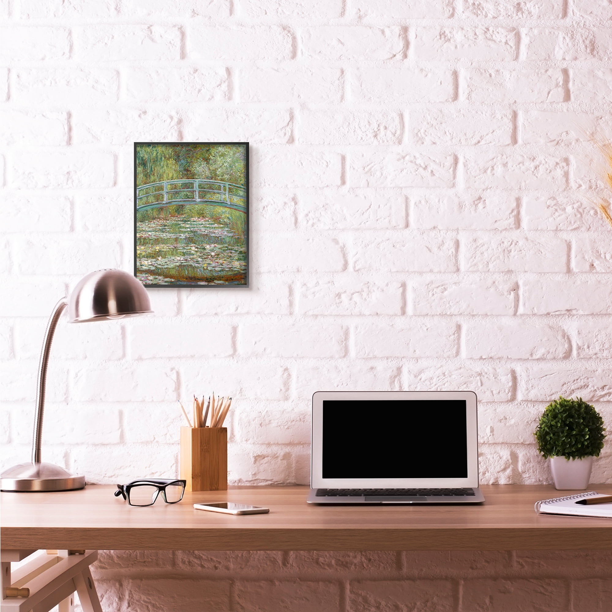 Stupell Industries Bridge Over Lilies Monet Classic Painting Gallery-Wrapped Canvas Print Wall Art, 36x48, by Claude Monet