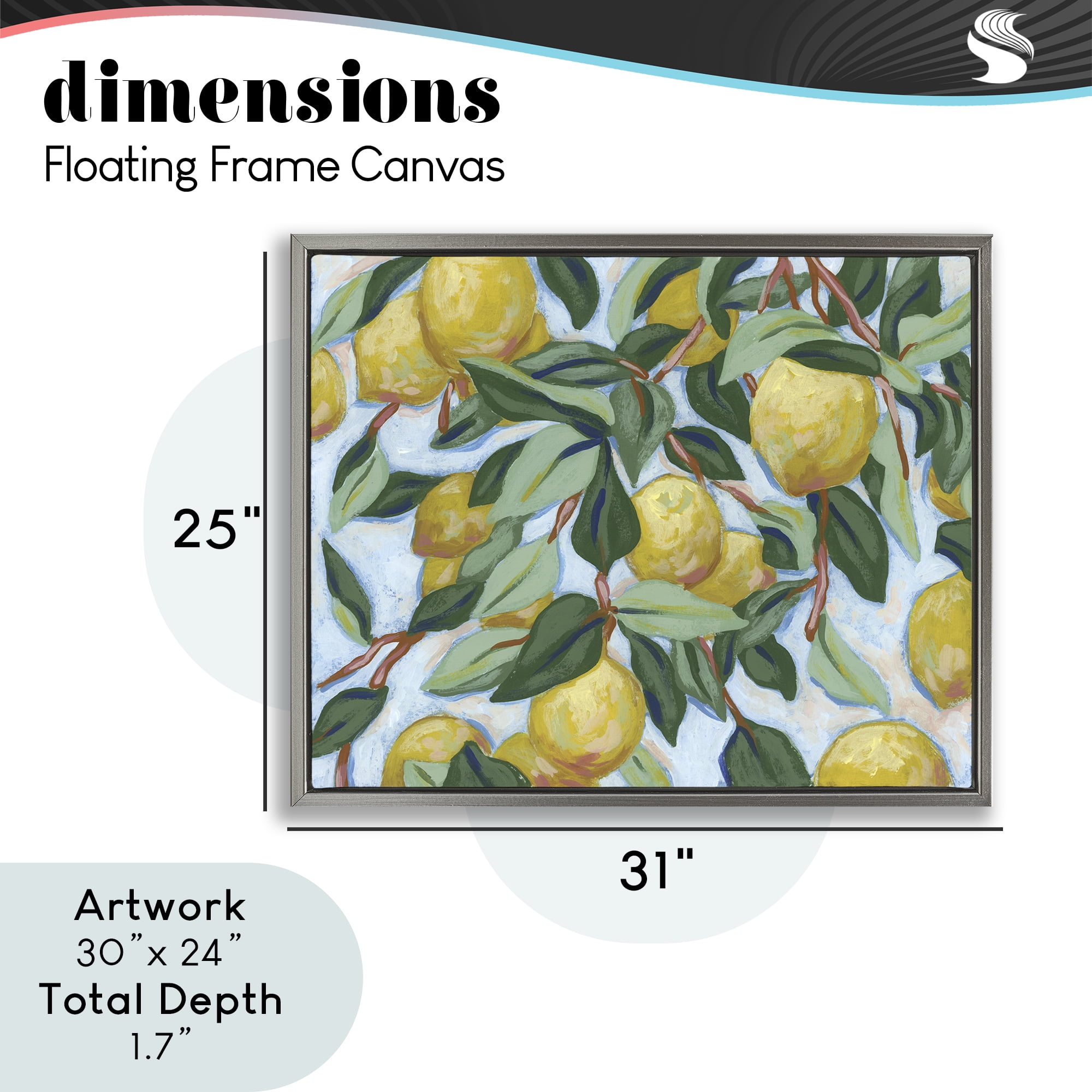Stupell Industries Summer Citrus Tree Gray Framed Floater Canvas Wall Art, design by June Erica Vess