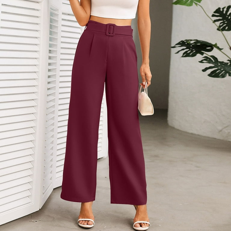 Diufon Women's Casual Dress Pants High Waisted Straight Leg Loose Suit Pants  Trendy Versatile Business Pant - Walmart.com
