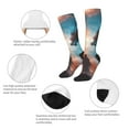 thumbnail image 3 of Xecao Red And Blue Sky Dragon print thigh-high socks, crafted for both men and women with a stretchy, high-opaque design perfect for daily wear, 3 of 6