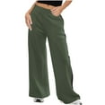 thumbnail image 1 of Timegard Womens Wide Leg Sweatpants Elastic Waist Color Block Casual Loose Workout Trousers Fall Winter, 1 of 7