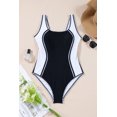 thumbnail image 6 of Women's Black Color Block U Neck One Piece Swimsuit with Ric Rac Trim | [ZhiHiMeRi] | (US 12-14)L, 6 of 12