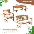thumbnail image 3 of Costway 8 PCS Acacia Wood Furniture Set 2 Coffee Tables & 4 Armchairs with Seat Cushions, 3 of 10