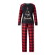 thumbnail image 2 of Pijamas navideños familiares a juego, camiseta de manga larga con estampado de letras y pantalones a cuadros. Ropa de dormir para estar en casa., 2 of 5