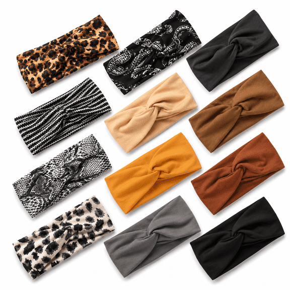12 Pack Headbands for Women Yoga Elastic Hair Bands Workout Running Sport Non Slip Sweat Hair Wrap for Girls