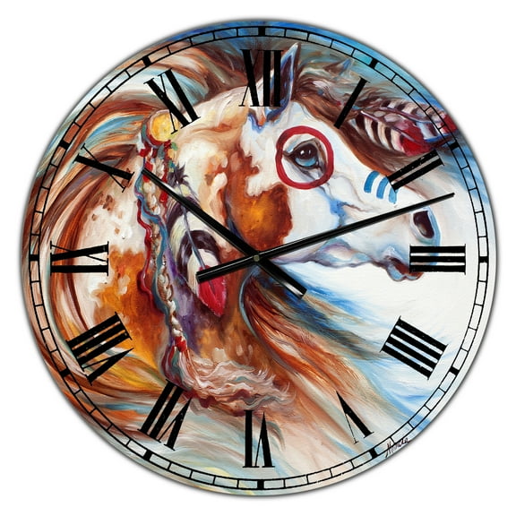 Designart Oversized Multicolor Analog Round Cottage Modern Wall Clocks, CLM25600-C23