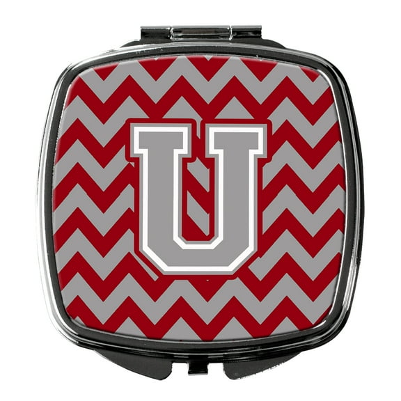 Letter U Chevron Crimson and Grey   Compact Mirror