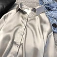thumbnail image 5 of PIKADINGNIS Satin Silk Long Sleeve Blouse Women New Elegant High Quality Button Up Shirt Ladies Korean Solid Office Shirts Top, 5 of 6