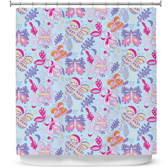 Shower Curtains 70" x 73" from DiaNoche Designs by Yasmin Dadabhoy - Butterflies Purple Pink