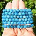 thumbnail image 2 of K-KED Premium Natural Blue Green Apatite Crystal 8mm Bead Stretchy Bracelet 7.5", 2 of 3