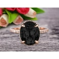 thumbnail image 1 of 1.75 Carat 8x6mm Oval Cut Black Diamond Moissanite Engagement Ring Wedding Ring Anniversary Gift On 10k Rose Gold Filigree Retro Vintage Floral Set, 1 of 5
