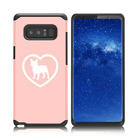 - For Samsung Galaxy (Note 8) Shockproof Impact Hard Soft Case Cover French Bulldog Heart (Rose Gold)