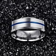 thumbnail image 5 of NUNCAD Men's 8mm Tungsten Ring Grooved Carbide Matte Finish Beveled Edge Wedding Band Size 6 to 14, 5 of 5