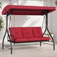 thumbnail image 6 of LAZY BUDDY 3-Seat Porch Swing with Adjustable Canopy, Outdoor Swing Chair Convertible Swing Bed with Removable Cushion for Yard Garden Balcony, 6 of 9